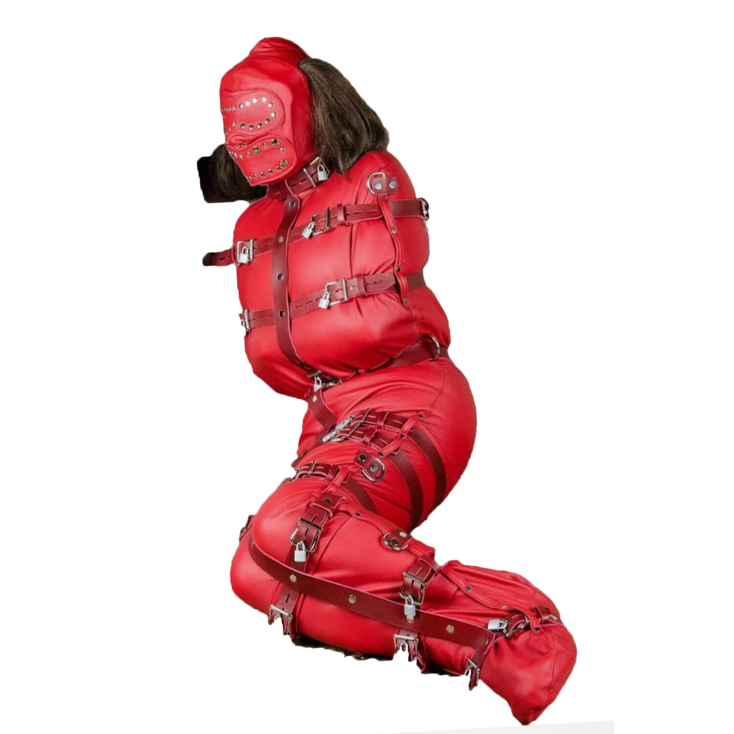 Red Leather Bondage bag BDSM Slave SleepSack Extreme Leather Armbinder  Restraint | eBay