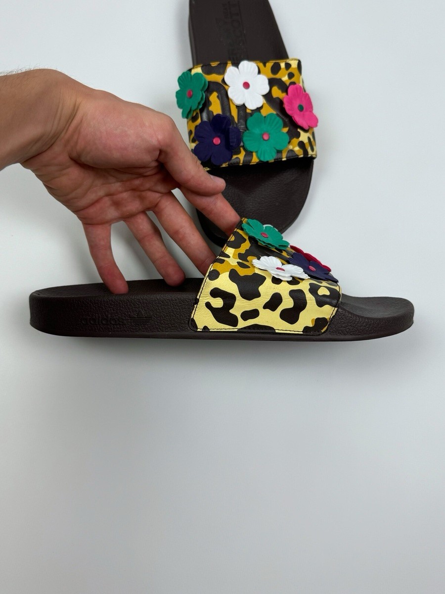Adidas Adilette x Jeremy Scott Leopard Floral Print Slides  display picture 3