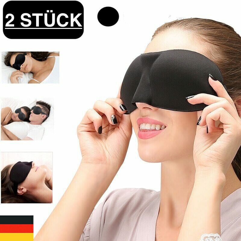 2x 3D Schlafmaske Augenmaske Schlafbrille Lichtundurchlässig Blickdicht