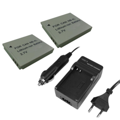 Set: 2x Akku 850mAh + Ladegerät für Canon PowerShot SD450 SD600 SD630 TX1 SD500