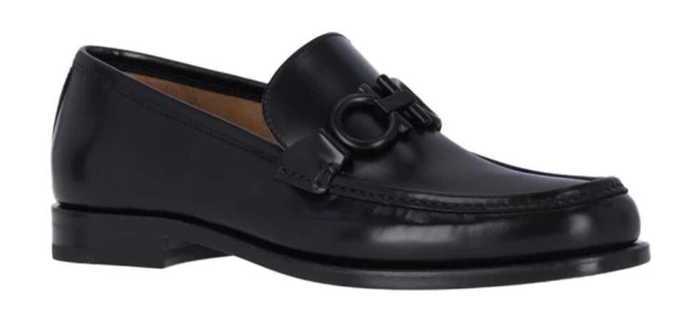 Salvatore Ferragamo ROLO ローファー 6 1/2 D New Salvatore Ferragamo ROLO Black Leather Men Loafers Shoes