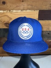 Vintage 80s USA United States Olympic Committee SnapBack Blue colored Hat RARE