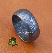Handmade Damascus Steel Wedding Band for Men Damascus Engagement Ring for Men