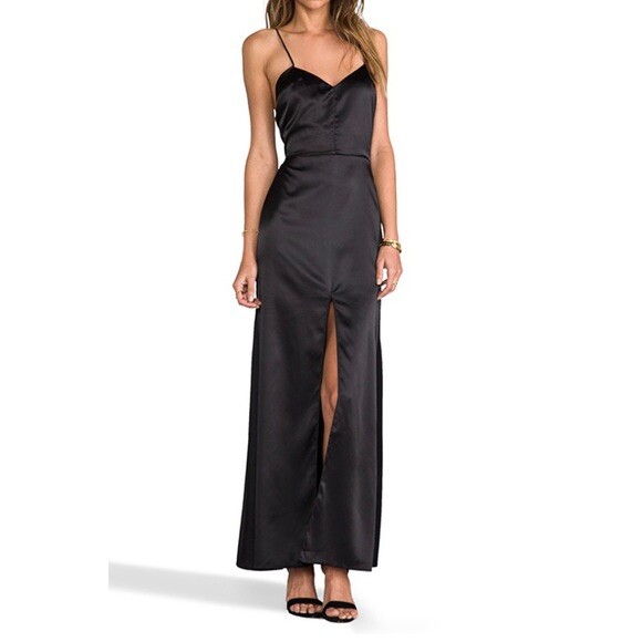 long black party dress with sleeves BABARONI Black Prom Dress with Off the Shoulder Tiered Skirt and Slit