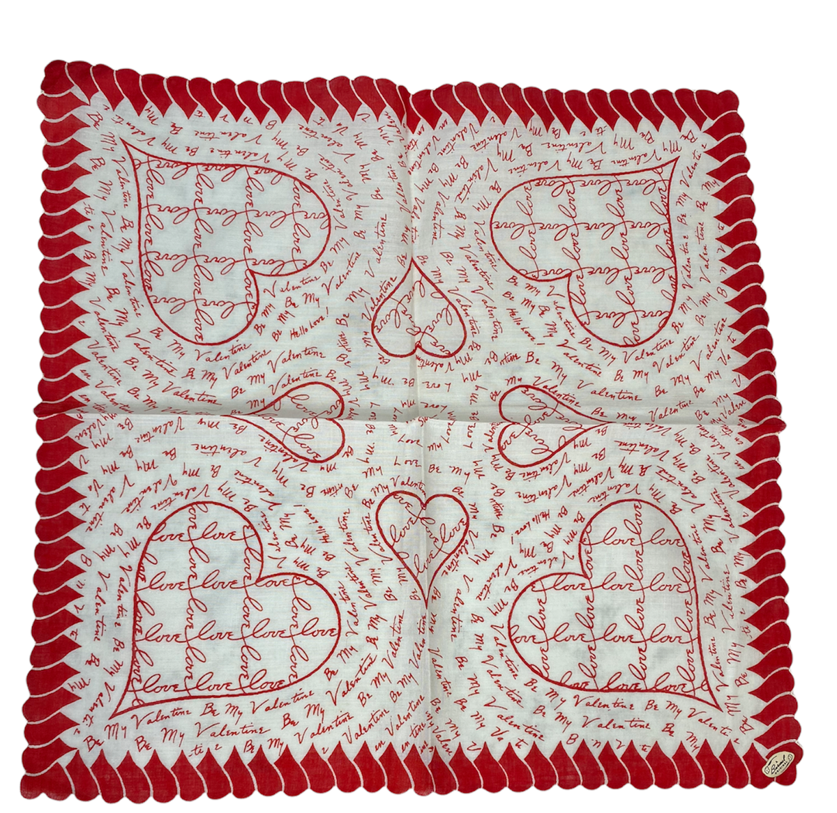 Vintage Valentine Handkerchief Hearts and Love Words by Burmel | eBay