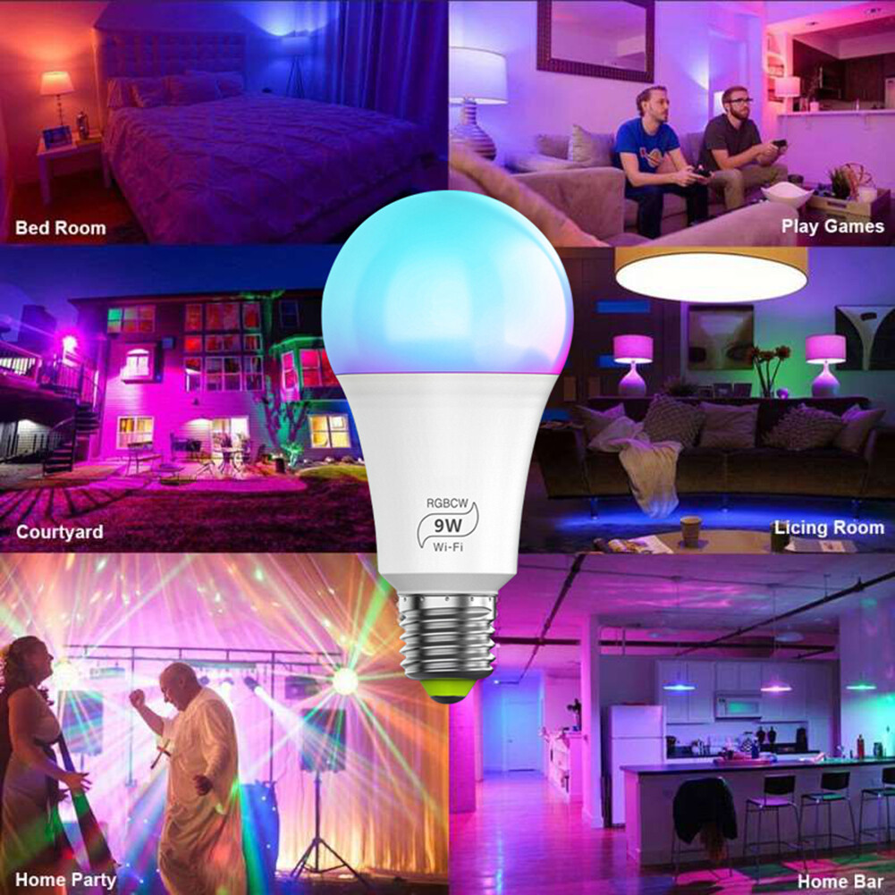 Wifi Smart Bulb 9W E26 Multi-Color RGB LED Lamp For Amazon Alexa Google App 9W-image