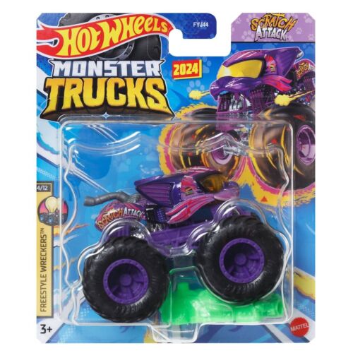 Hot Wheels Monster Trucks - Voiture en métal 1/64 - Cars Scratch Attack (Cat) - Photo 1 sur 2