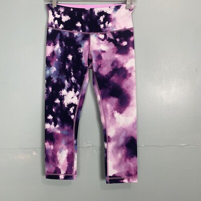 Lululemon Wonder Under Blooming Pixie Crop Leggings Soul Cycle Galaxy Purple Sz