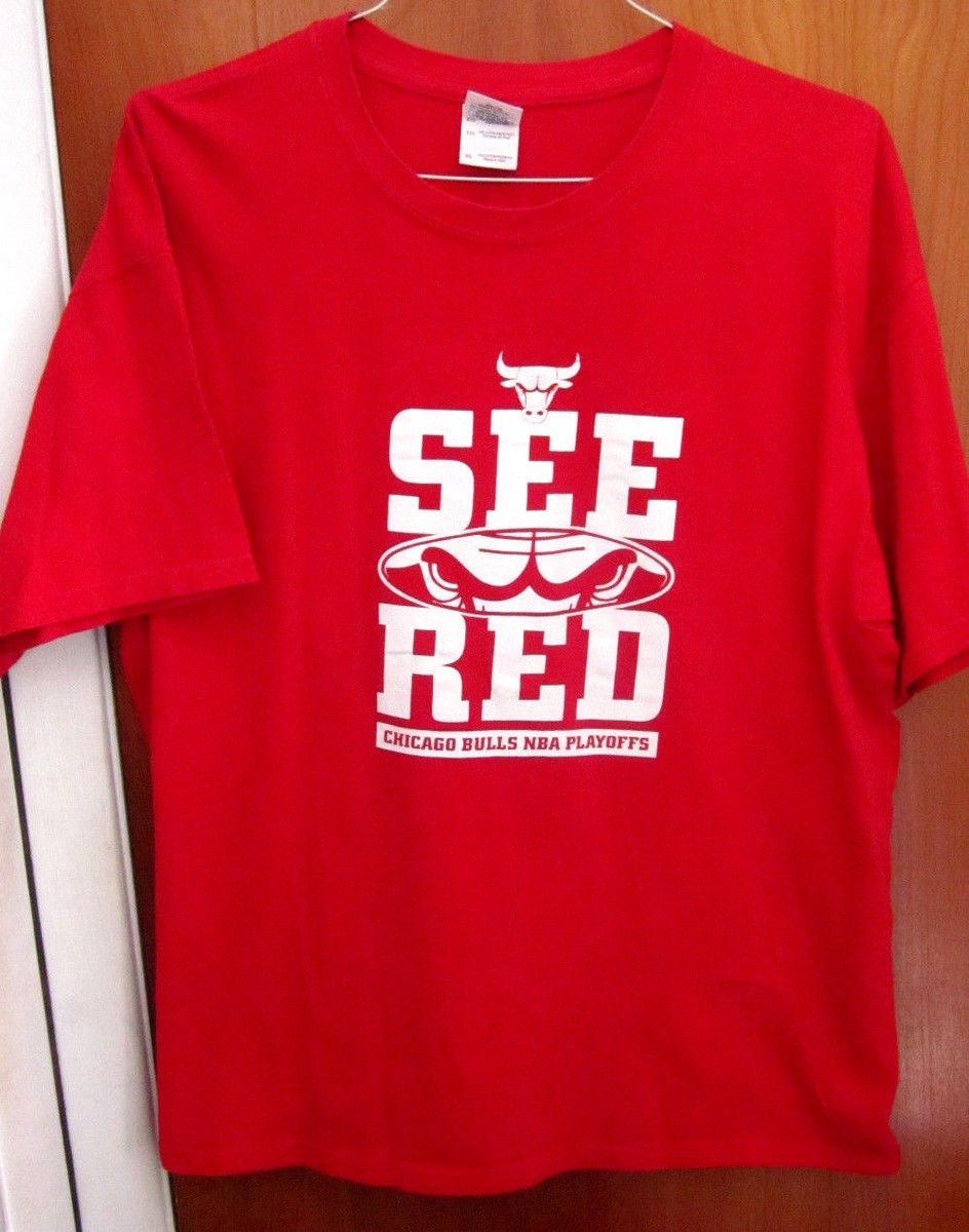 CHICAGO BULLS logo T shirt XL basketball “See Red” NBA players