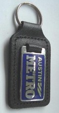 AUSTIN METRO ENAMEL AND LEATHER KEYRING