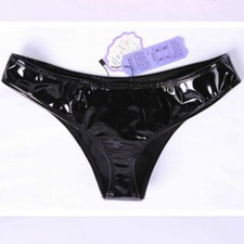 Culottes String En Faux Latex Wet Look Taille Basse Sexy G-String Femme