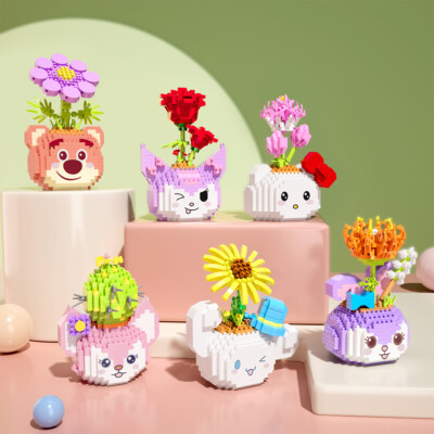 Cartoon Blume Topf 3D Puzzle Mikro Bausteine Zum Selbermachen