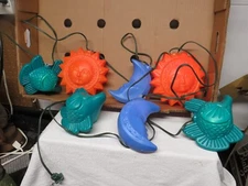 VTG 7 Sun, Moon, & Tropical Fish Blow Mold Patio RV Camping Patio Light String