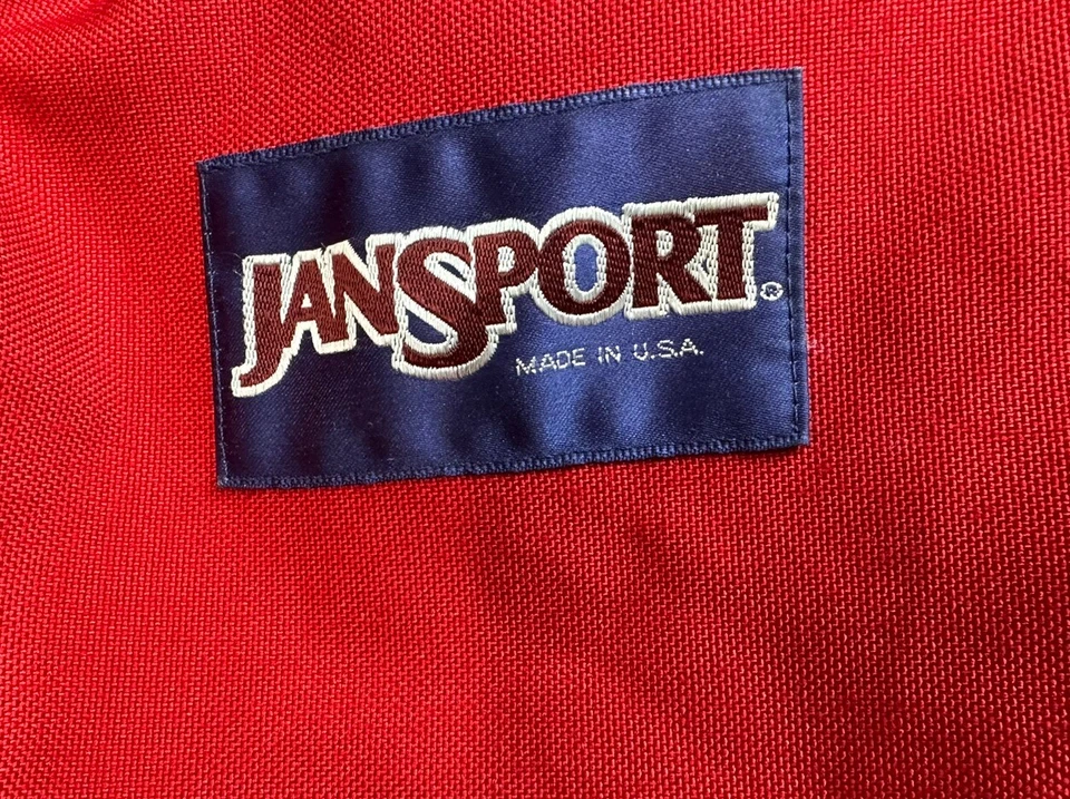 Mochila inferior de cuero roja vintage Jansport hecha en EE. UU. Foto 2 de 4