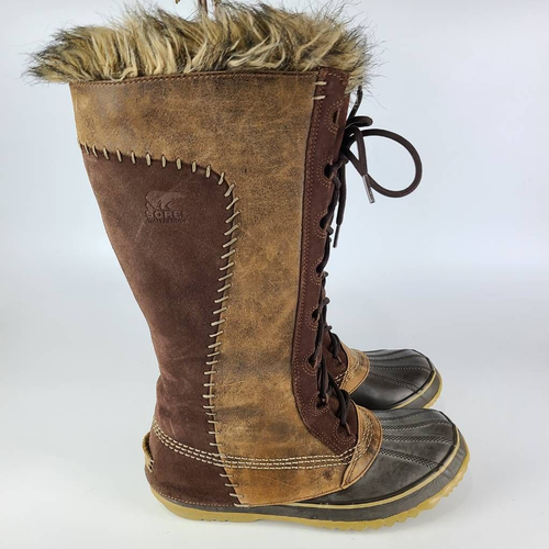 Winter Boots Brown Beige Duck Toe 