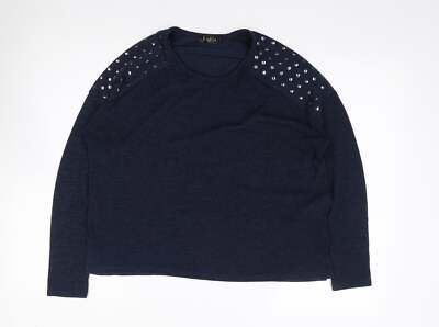 New Look Damen Pullover blau Rundhals Polyestermischung Größe 12