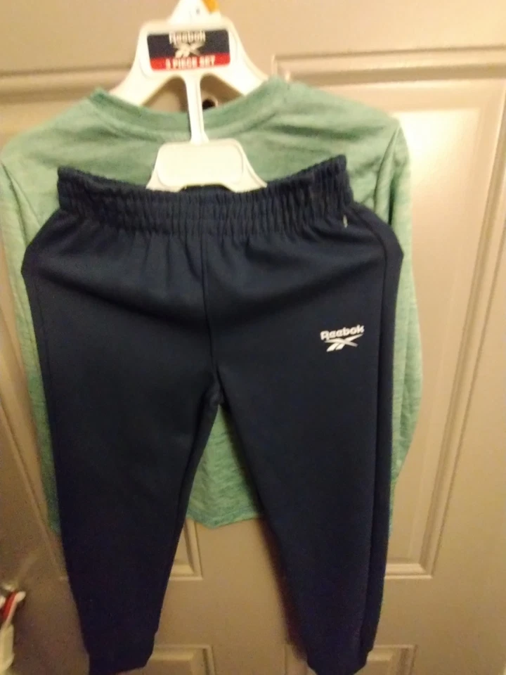 REEBOK 2PC LST SST N PANTS Sea Spray Boys Or Girls Size 7 Long Sleeve Shirt Set - Image 2 of 4