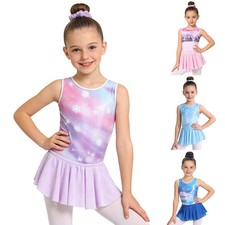 Kids Girls Leotard Yoga Set Training Outfits Print Jumpsuit 3Pcs Gymnastic Mesh