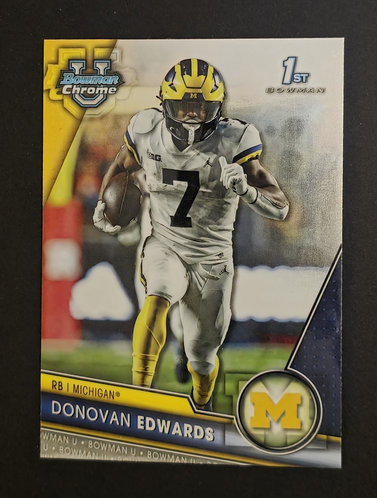 Donovan Edwards - 2023 Bowman Chrome U 1st Bowman Refractor #42 Michigan