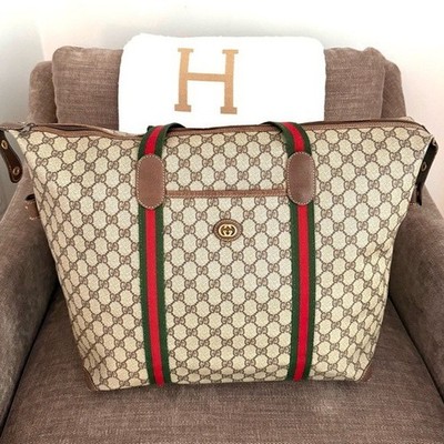 Gucci authentic XL Tote bag travel bag weekender brown monogram supreme canvas