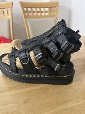 Image of Dr. Martens Blaire Black Leather Gladiator Platform Sandals Zip Front Women’s