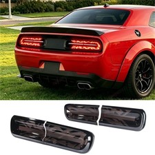 Fit For Dodge Challenger Tail Light Guard Decor Cover Tiger Stripe Smoked 15-23 Fit For Dodge Challenger Tail Light Guard Decor Cover Tiger Stripe Smoked 15-23