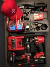 Milwaukee Hammer Drill,handle,2 batteries,charger,case,aftermarket impact driver