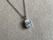 2.0 Carat Lab Created Oval Diamond Pendant inc Necklace Platinum Plated 925