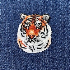 Tiger Applique Patch - Embroidered Animal Zookeeper Badge 2-1/8" Iron On