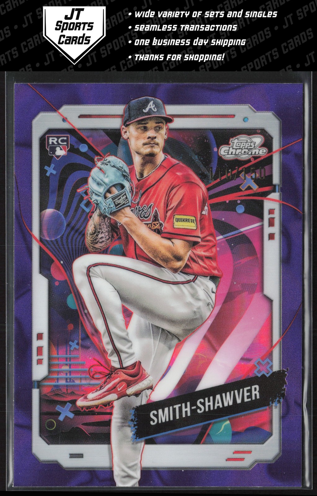 2024 Topps Chrome Cosmic AJ Smith-Shawver 62 RC Purple Nebula Refractor /150