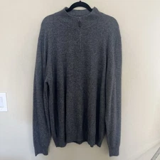 Christian Lacroix Men's Cashmere Sweater Grey Sz Xxl Quarter Zip