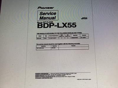Pioneer Bdp-lx55 Service Manual Digital