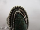 VINTAGE NAVAJO INDIAN ROPE CABLE BEZEL GREEN TURQUOISE PORTRAIT RING STERLING — photo 4