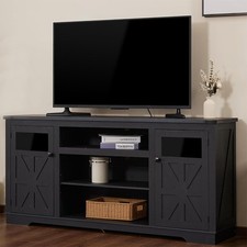 Farmhouse Black Media Console Cabinet