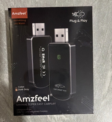 Amzfeel Car Smart Box Super Fast Plug & Play CarPlay Adapter, Dark Gray