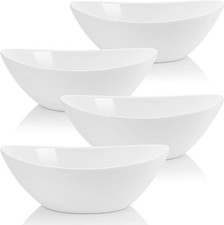 4 Pack 9" Porcelain Serving Bowls 36 Oz Oval Ceramic Mixing Bowls Large