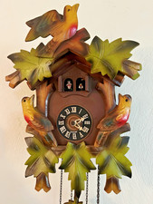 Vintage German Black Forest Style Cuckoo Clock with Painted Birds and Leaves — listing 3