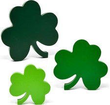 St. Patrick's Day Wooden Shamrock Signs Set of 3   Clover Decor for Tabletop  M