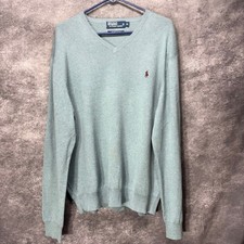 Polo Ralph Lauren Pima Cotton Lightweight Knit Sweater Mens XL Blue Preppy VTG
