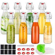 8 Pack 12 oz swing top glass bottles,flip top glass bottles 12 oz with airtig...