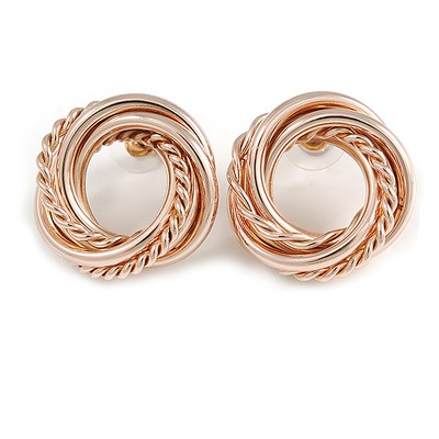 Knoten-Ohrstecker aus poliertem Rotgold - 25 mm D