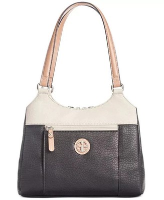 Giani Bernini Pebbled Leather Tote Bag Colorblock 4Poster
