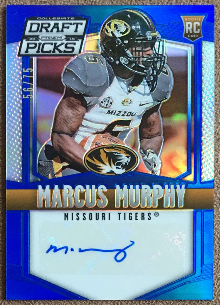 2015 Prizm Draft Picks Blue Autograph /75 Marcus Murphy Rookie #218 Missouri RC