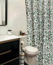 Farmhouse Green Floral Shower Curtain 72x72 Inches Cotton Blend Fabric Breathabl