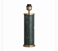 MARBLE CYLINDER TABLE LAMP IN DARK GREEN WITH BRASS (BASE ONLY)