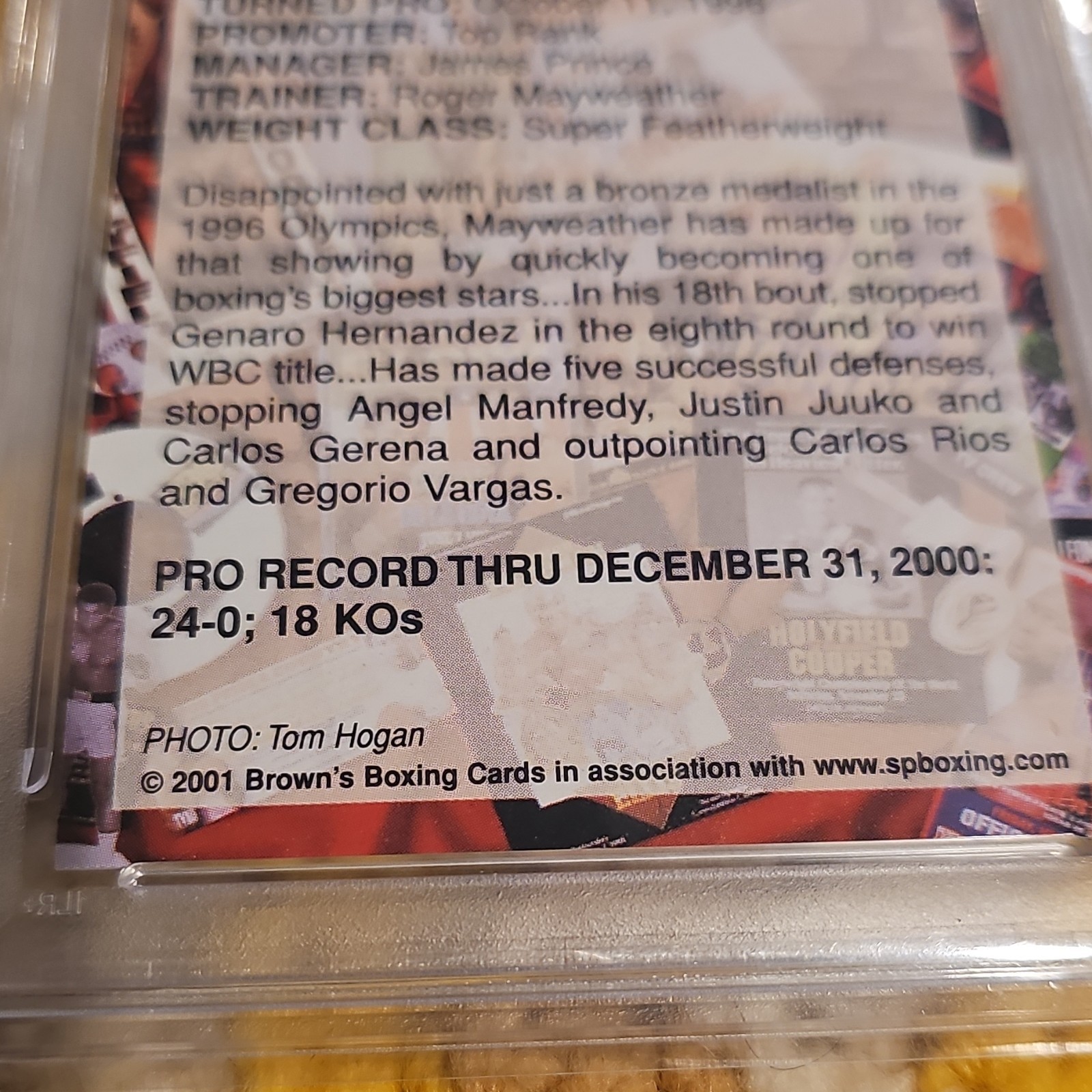 Brown's Boxing 2001 Floyd Mayweather Jr. RC #63 PSA 9 Graded Trading Card view 4