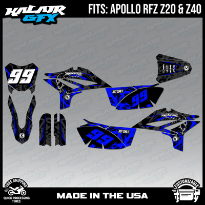 Graphics Kit for Apollo Z20 Z40(RFZ Z 20 40) Revolt Series - Blue