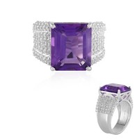 Sibirischer Amethyst Platinplattierter Silberring- Echtschmuck