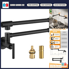 Stainless Steel Pot Filler Faucet - Wall Mounted Kitchen Folding Faucet with Swi