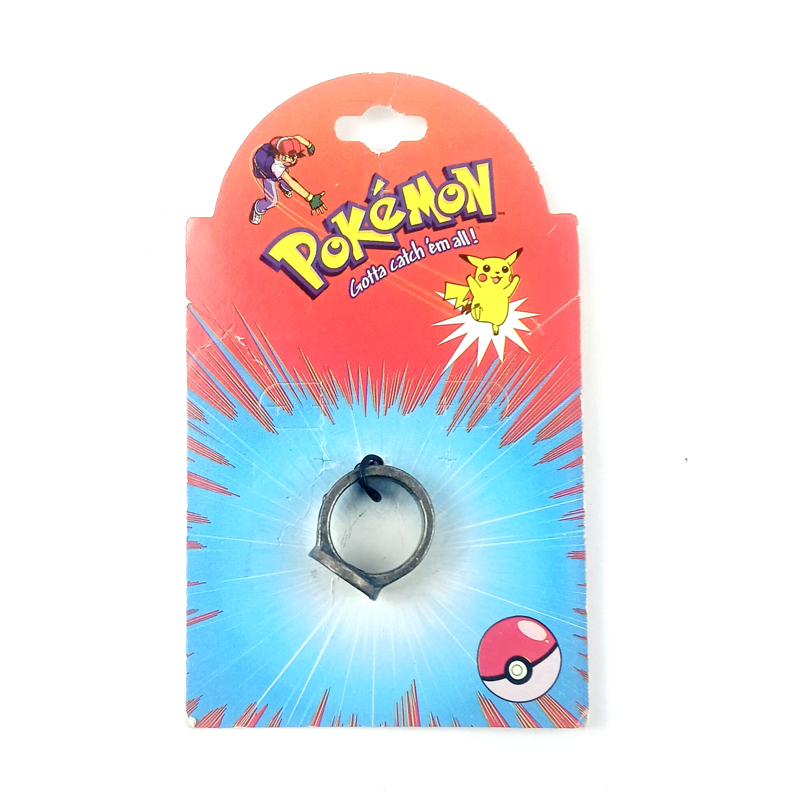 Pokemon Meowth Master Trainer Ring 1998 Nintendo - Org Card & Twist Tie CLEAN